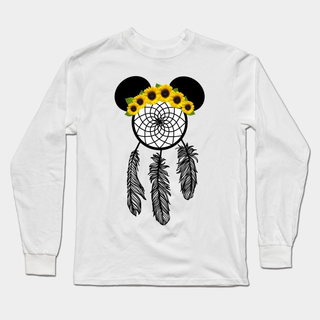 Sunflower Dream Catcher Long Sleeve T-Shirt by KimsCustomCrafts